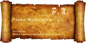 Pente Nikoletta névjegykártya